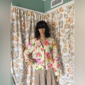 Vintage Transitions 100% Silk Open Blazer Jacket Multicolor L